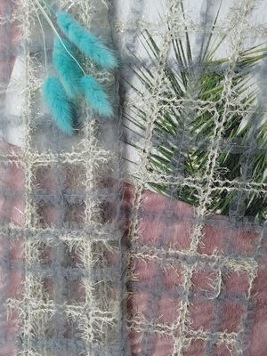 Tela geométrica azul del bordado de Applique del 125CM Lurex