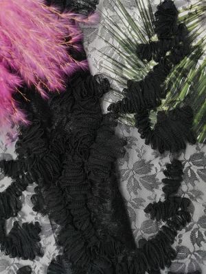 Tela floral negra del vestido de noche de la tela del bordado de Applique del cordón