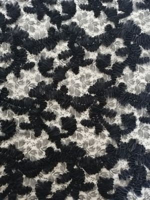 Tela floral negra del vestido de noche de la tela del bordado de Applique del cordón