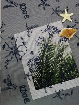 Los animales de mar de la marina de guerra bordaron la tela del cordón de Mesh Lace Fabric Wedding Gown