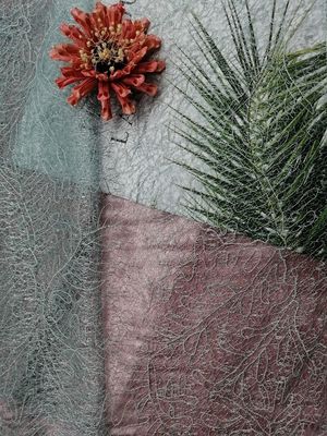 Tulle agraciada azul Mesh Embroidered Lace Fabric