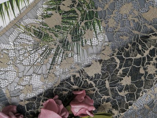 El 142CM reciclado 2 colores Tone Green Corded Lace Fabric
