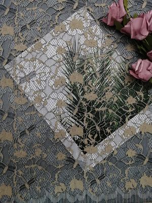 El 142CM reciclado 2 colores Tone Green Corded Lace Fabric