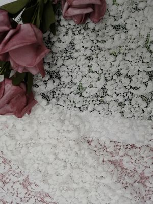 Spandex blanco ata la tela del encaje elástico de la tela para la materia textil casera