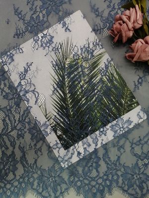 Tela francesa del cordón de Tulle Chantilly del azul de cielo para el vestido de noche