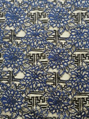 Tela atada azul del cordón de la flor grande casera de la materia textil para el vestido de la niña