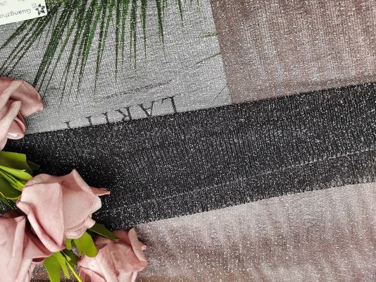 Tela de plata del cordón de Lurex de la tela metálica suave negra del cordón para los vestidos
