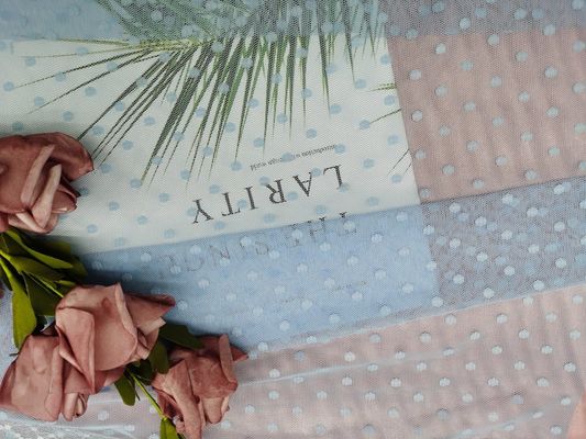 Polca azul real delicada de nylon Dot Tulle Mesh Fabric