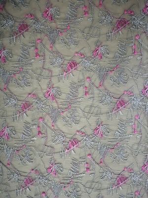 Rosa Tulle floral africana Mesh Colored Embroidery Fabric
