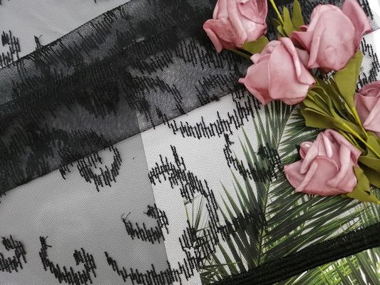 100 yardas de tela del 125CM Tulle Mesh Crochet Black Embroidered Lace