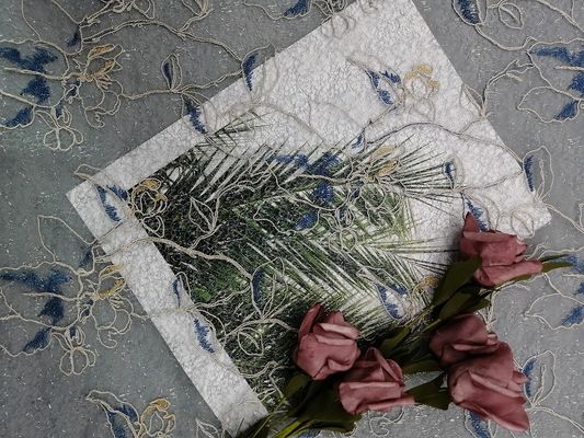 Tela bordada floral de Lurex Tulle