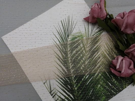 Lurex metálico cubrió el brillo Tulle Mesh Foil Printed Fabric