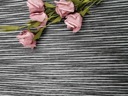 Partido 100 yardas de Lurex metálico negro Mesh Pleated Lace Fabric