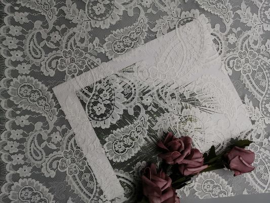 Tela nupcial blanca francesa ligera del cordón de Chantilly Paisley