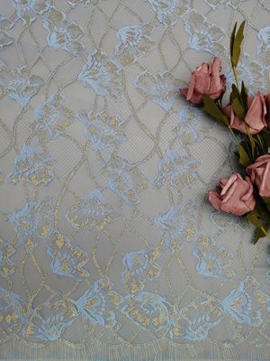 Materia textil floral metálica de la ropa de las mujeres de la tela del bordado del cordón