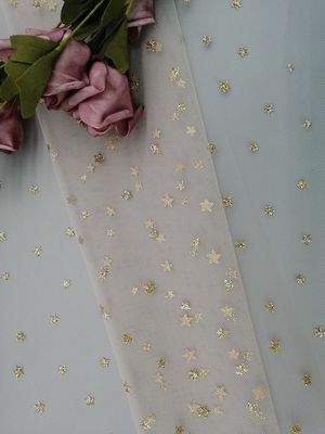 La estrella metálica forma Tulle Mesh Fabric Women Dress Foil que imprime la capa