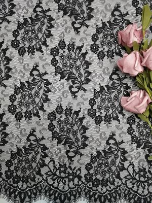 Tela ligera negra del cordón de Tulle del cordón francés de Paisley