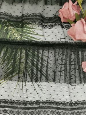 Dot Foil Printing Pleated Crinkle negro Mesh Crushed Tulle Fabric