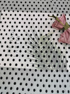 Dot Tulle Crinkle Flocked Pleated negro Mesh Fabric