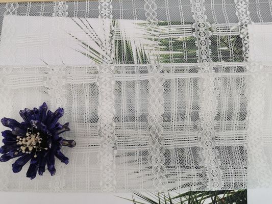 Señora geométrica blanca Dress Fabric de Mesh Tulle Lace Fabric Lightweight