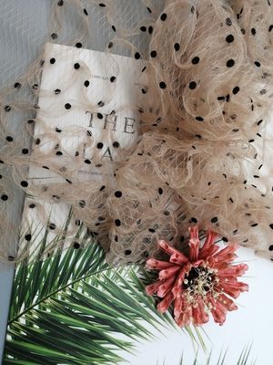 Tela floral tridimensional Dot Flocked Tulle Cording Mesh del cordón 3D