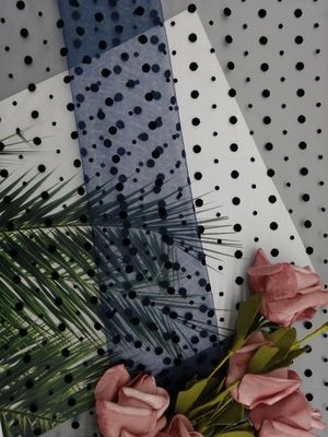 Marina de guerra Dot Tulle Flocked Mesh Fabric para señora Evening Dress