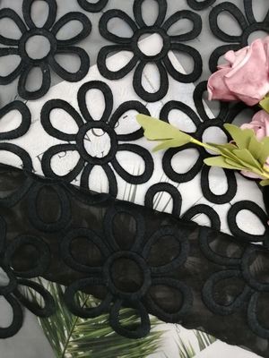 Tela de seda floral grande del cordón del bordado del algodón el 100%