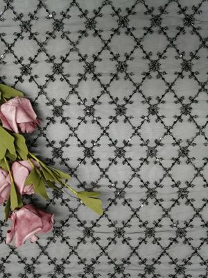 Artículos del lecho del ODM Tulle Mesh Sequin Embroidered Fabric For