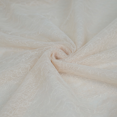 Tela bordada escarpada OEKO - Tex Standard de Tulle del cordón de la capa floral poner crema