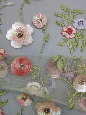 la lentejuela colorida 3D bordó la tela que Seuqin floral goteó la tela del cordón