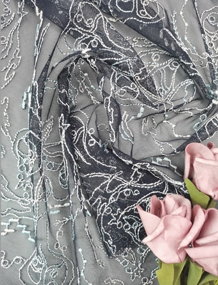 Ajuste del cordón de la tela de Dot Tulle Embroidered Polyester Lace para el velo de novia