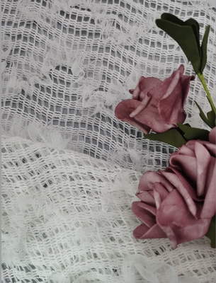 los niños florales blancos de la tela del cordón 3D visten el cordón del ganchillo de la tela