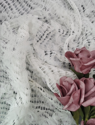 los niños florales blancos de la tela del cordón 3D visten el cordón del ganchillo de la tela