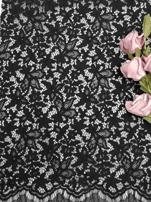 3D tela atada floral del cordón del negro de 57 pulgadas con Handfeel suave