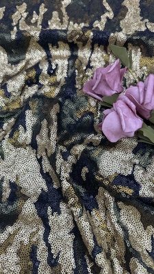 124cm Sequins multicolores Tejido bordado con malla de tierra para el vestido de noche