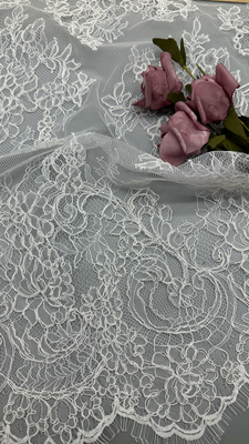 Tejido de encaje de Chantilly francés de lujo Tejido duradero y elegante Fiesta de bodas Oportunidades Tejido blanco