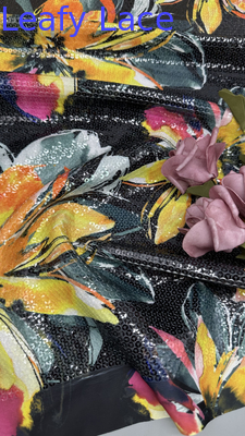 Tejido de bordado 3D de lentejuelas florales para el vestido de fiesta de cumpleaños