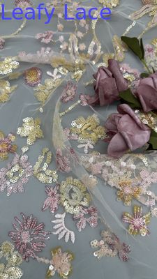 Tejido bordado 3D Floral Elegante Y Respirante Tejido de Oportunidad de lujo