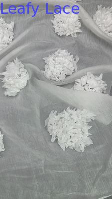 Tejido de malla de túle de hojas Tejido de encaje bordado Tejido de respiración floral Tejido de hojas para disfraces