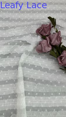 Tejido de encaje pleado malla de encaje respirar para vestidos de moda tela de hojas de lujo ocasión noche