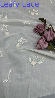Tejido de encaje de Chantilly francés con cuentas de lujo encaje de malla de lentejuelas para vestidos de noche y diseños de alta costura