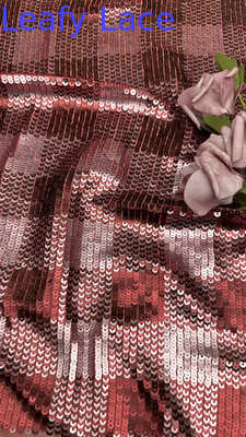 Tela de encaje bordada con lentejuelas a cuadros, elegante y brillante, tela de nueva colección personalizada