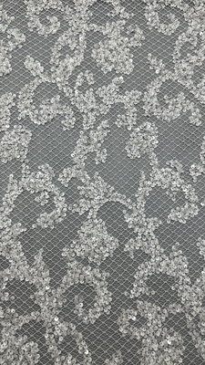 Fábrica de diseño personalizado de malla con bordado de lentejuelas y flores para vestidos de gala
