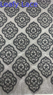 Colorful Embroidered Mesh Lace Fabric Luxary Special Design Customized For Wedding Dresses