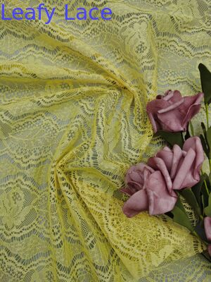Tela de encaje de algodón 100% de alta calidad en color amarillo, diseño hueco de belleza, fabricante