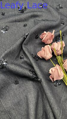Fabricante de encaje de encaje OEM para diseñadores de moda, encaje bordado con lentejuelas, color elegante y hermoso