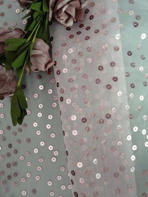 La lentejuela transparente rosada bordó la organza Tulle de la tela para la ropa