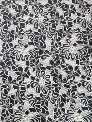 El AZO Tulle libre Mesh Printed Lace Fabric Black molió la congregación blanca